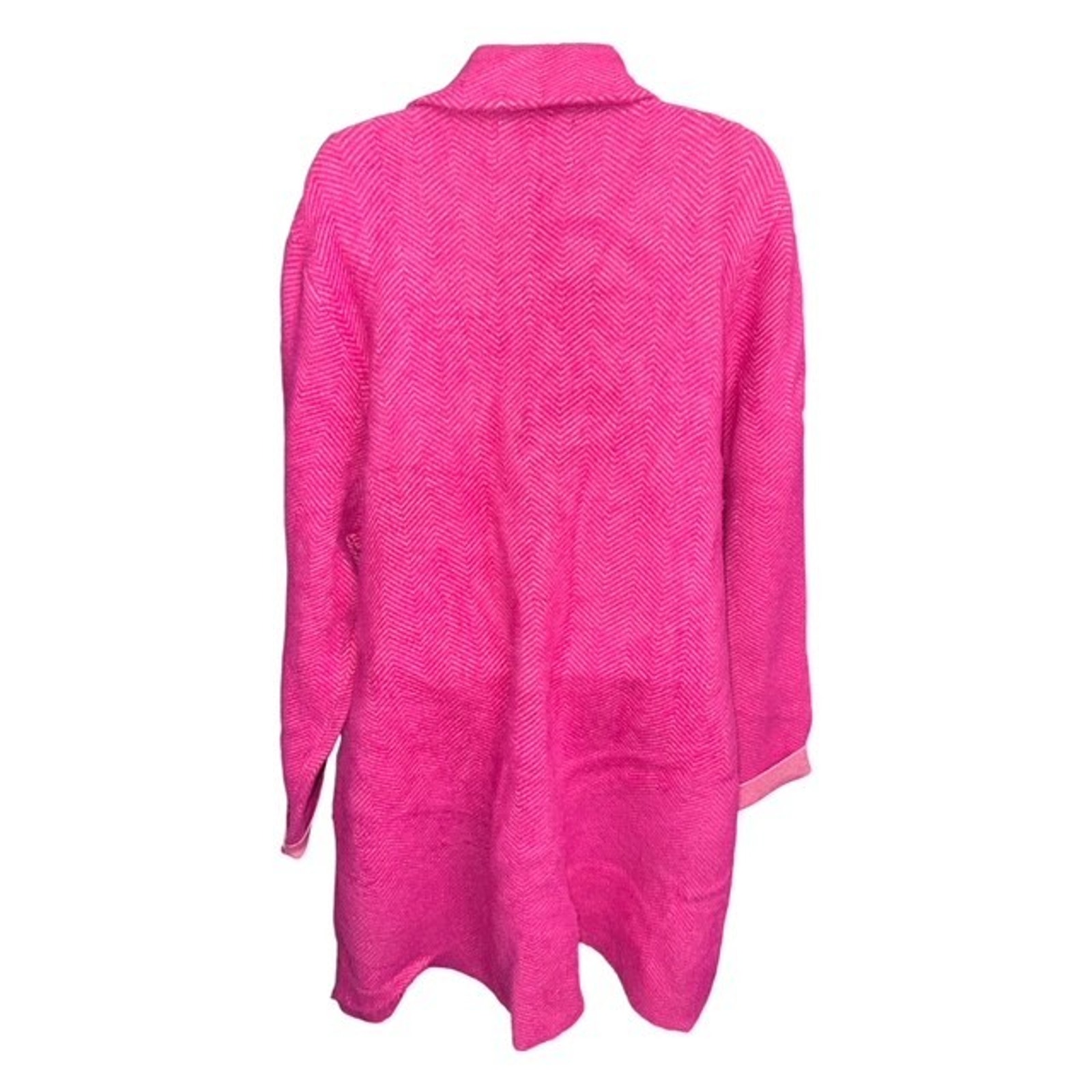 Pink Women's Open-Front Textured Coatigan Liverpool Herringbone Sweater — image 6 of 7